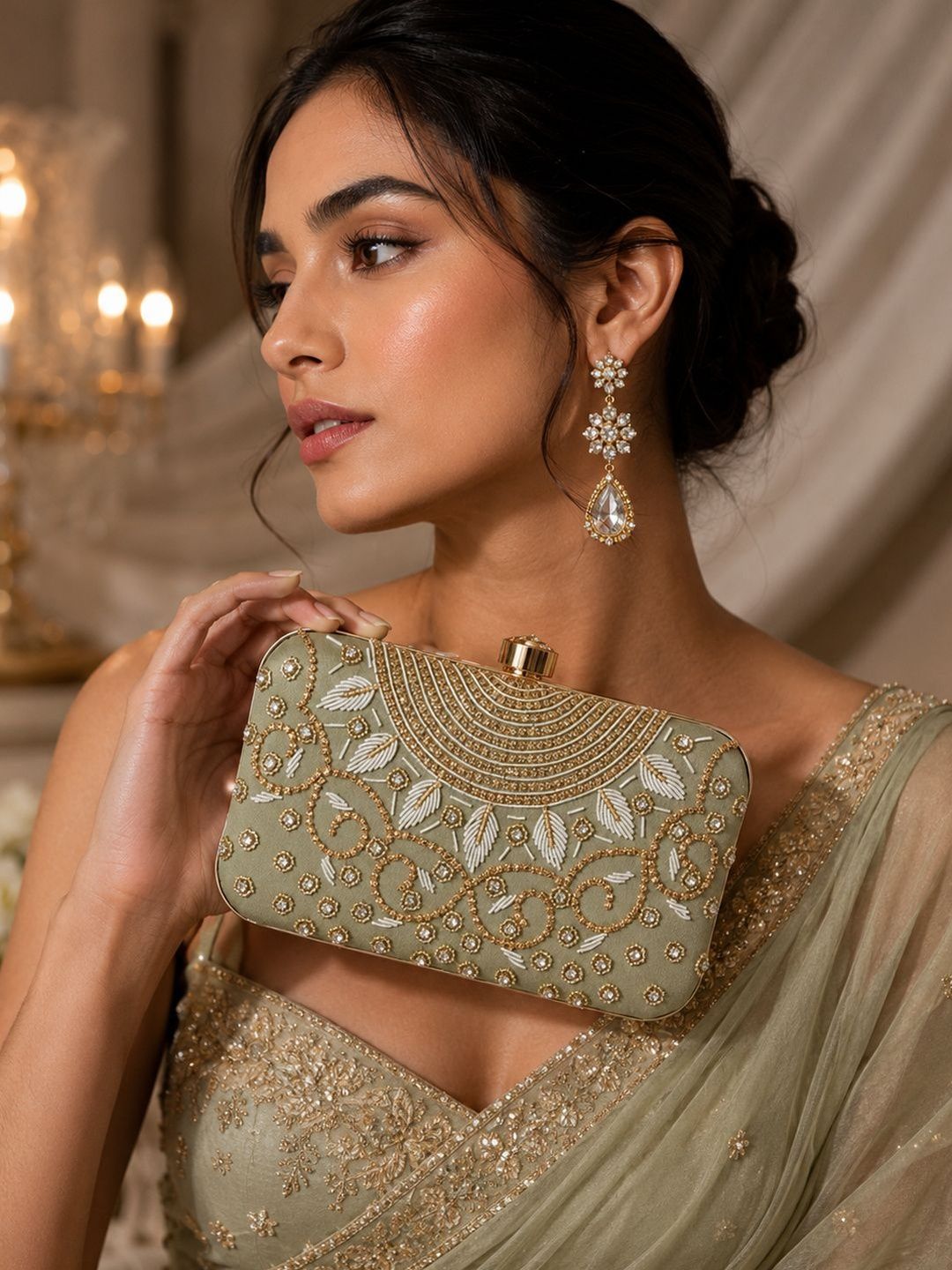 MaFs MaFs Embroidered Embellished Box Clutch