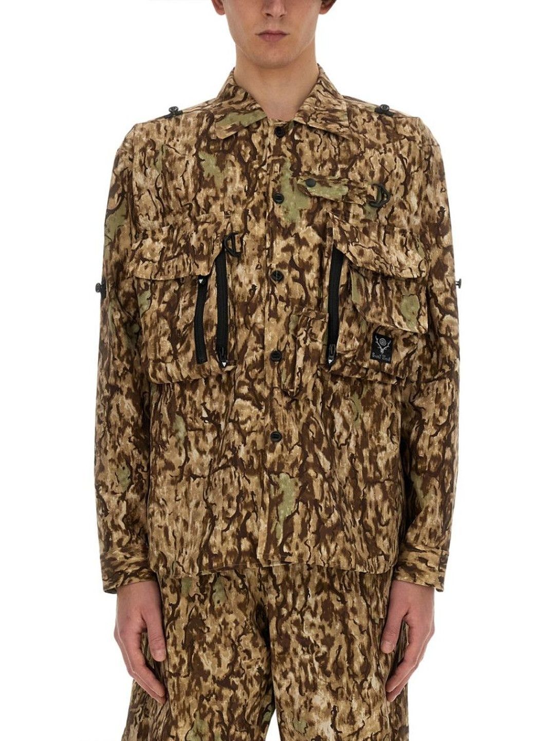 South2 West8 Multicolor Camo Shirt Collar Jacket