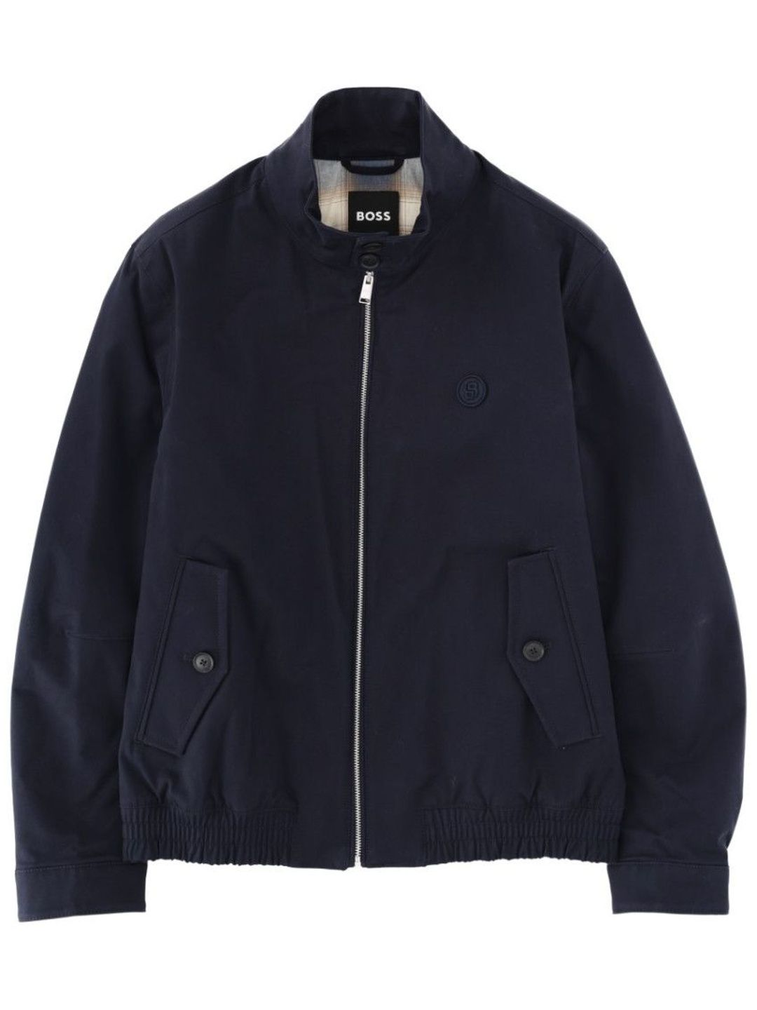 Hugo Boss Dark Blue Solid Band Collar Jacket