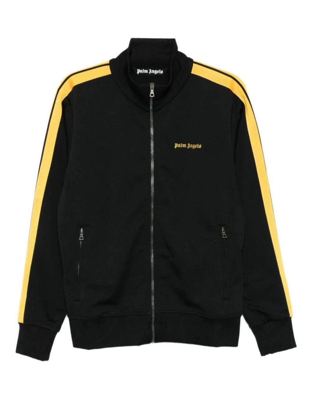 Palm Angels Black Color Block Mock Collar Jacket