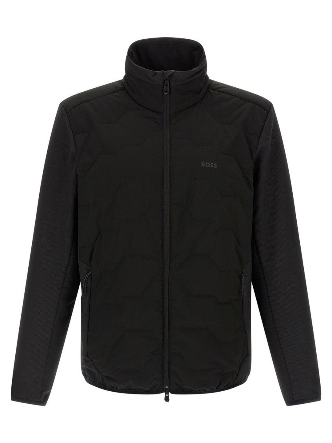Hugo Boss Men Solid Mock Collar Quilted Jacket