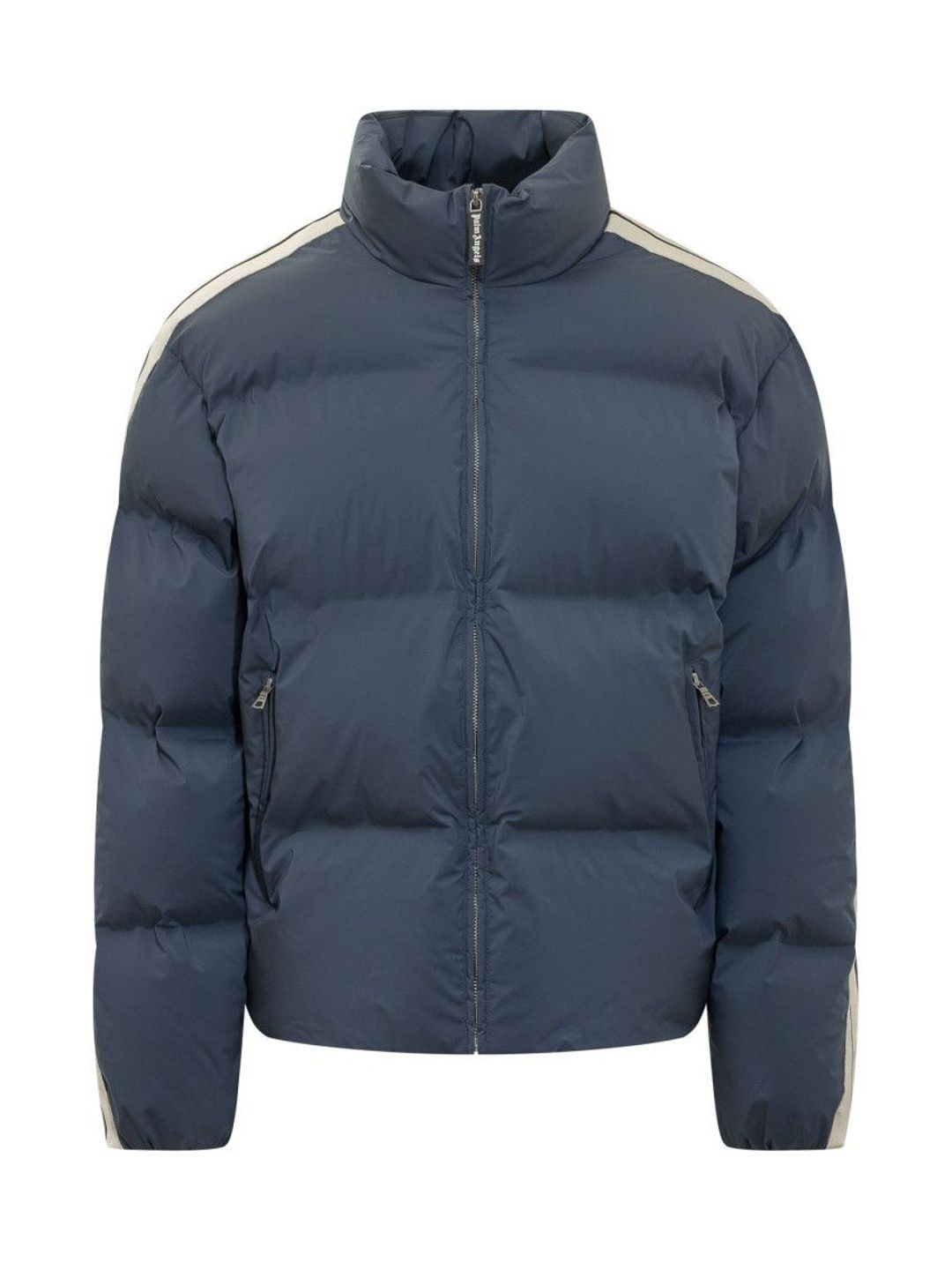 Palm Angels Blue Solid Mock Collar Jacket