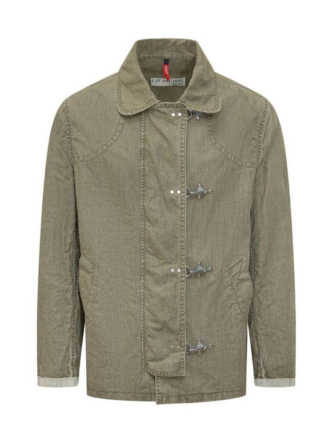 Fay Green Solid Shirt Collar Jacket