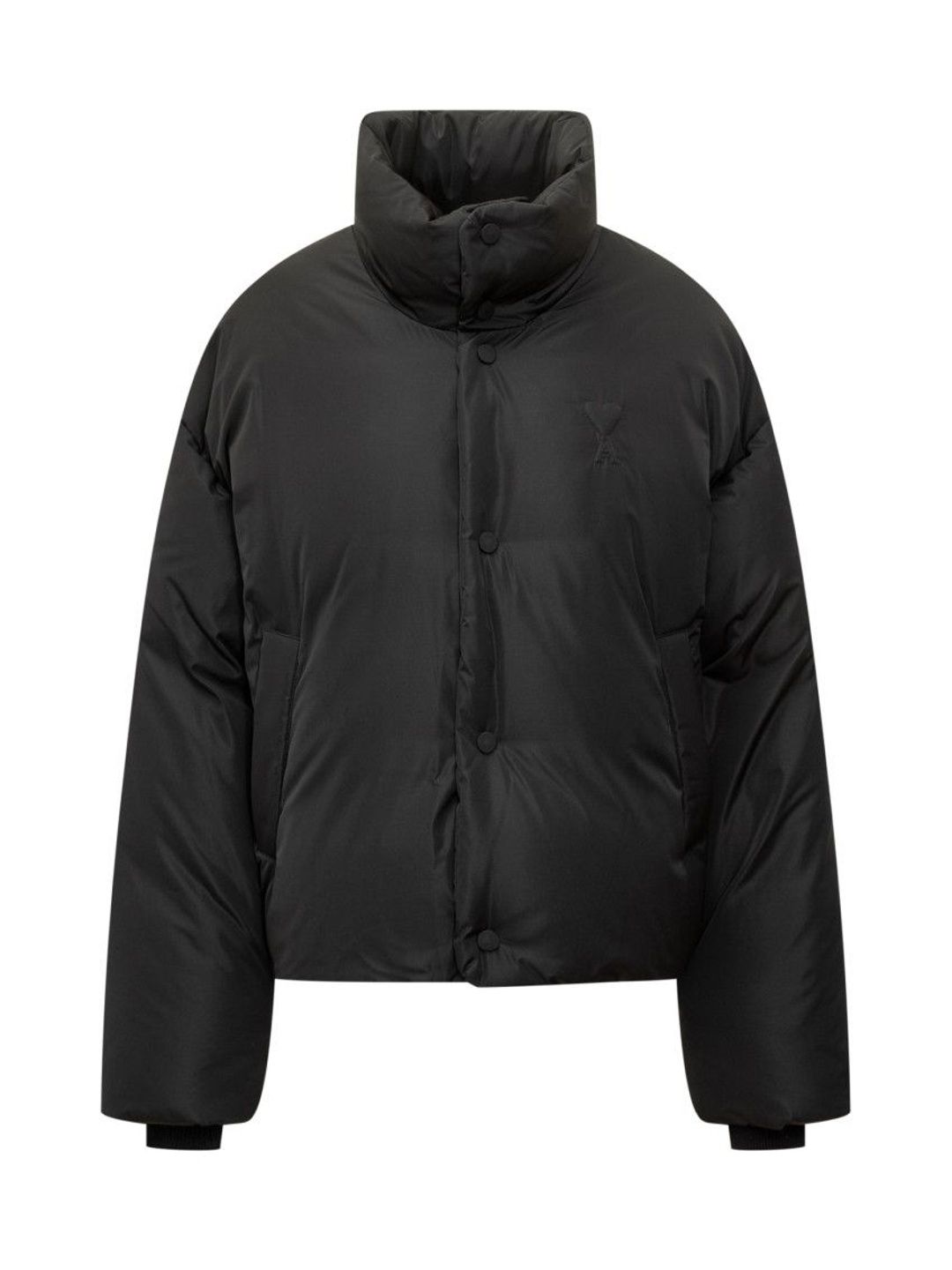 Ami Paris Black Solid Mock Collar Jacket