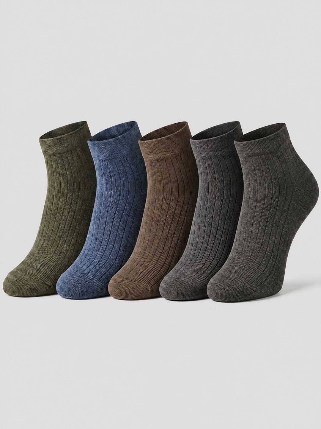 SZN Unisex Pack of 5 Cotton Assorted Patterned Ankle Length Socks
