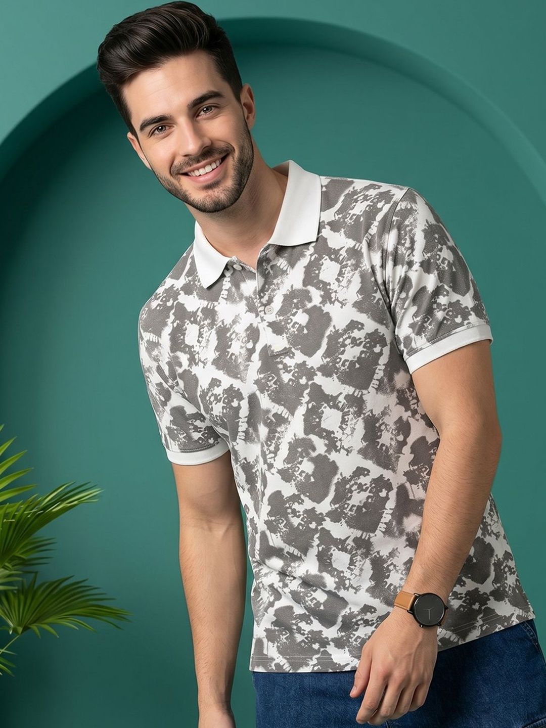 Moda Rapido Men Printed Polo Collar T-shirt
