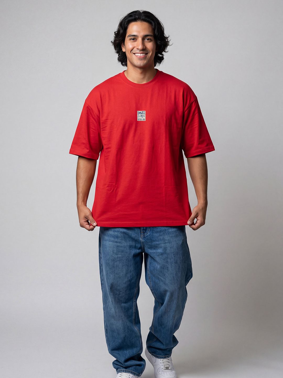 Roadster Men Brand Logo Printed Drop-Shoulder Sleeves T-shirt