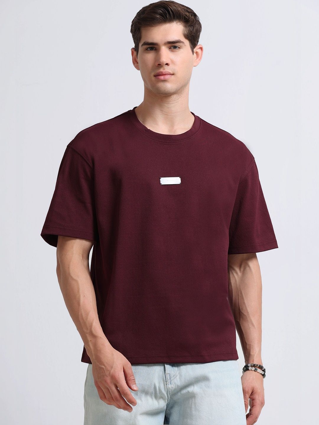 Blu MNKY Men Drop-Shoulder Sleeves T-shirt