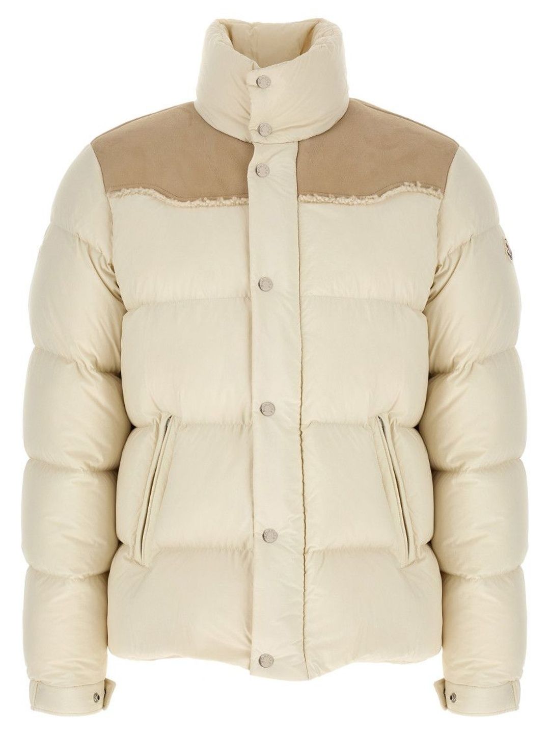 Moncler Beige Quilted Mock Collar Jacket