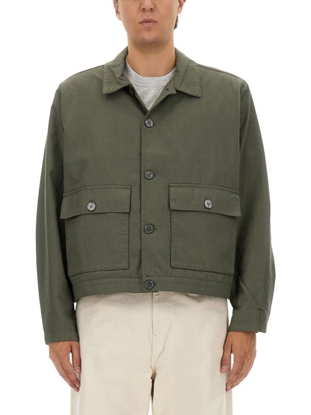 Obey Green Solid Shirt Collar Jacket