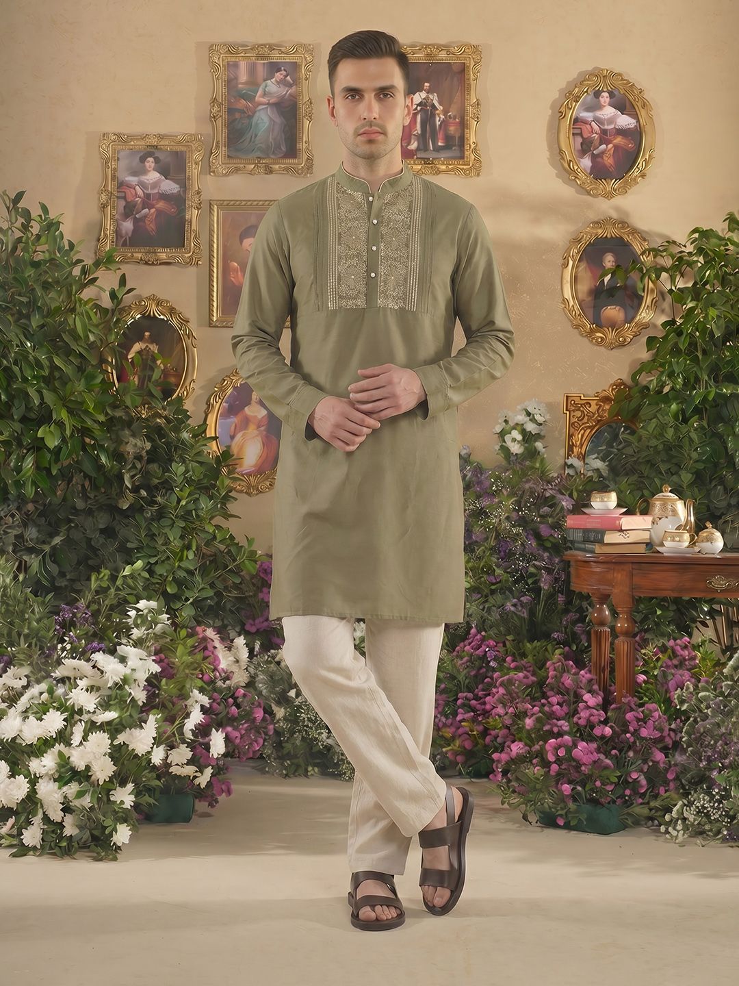 House of Pataudi Jashn Embroidered Kurta