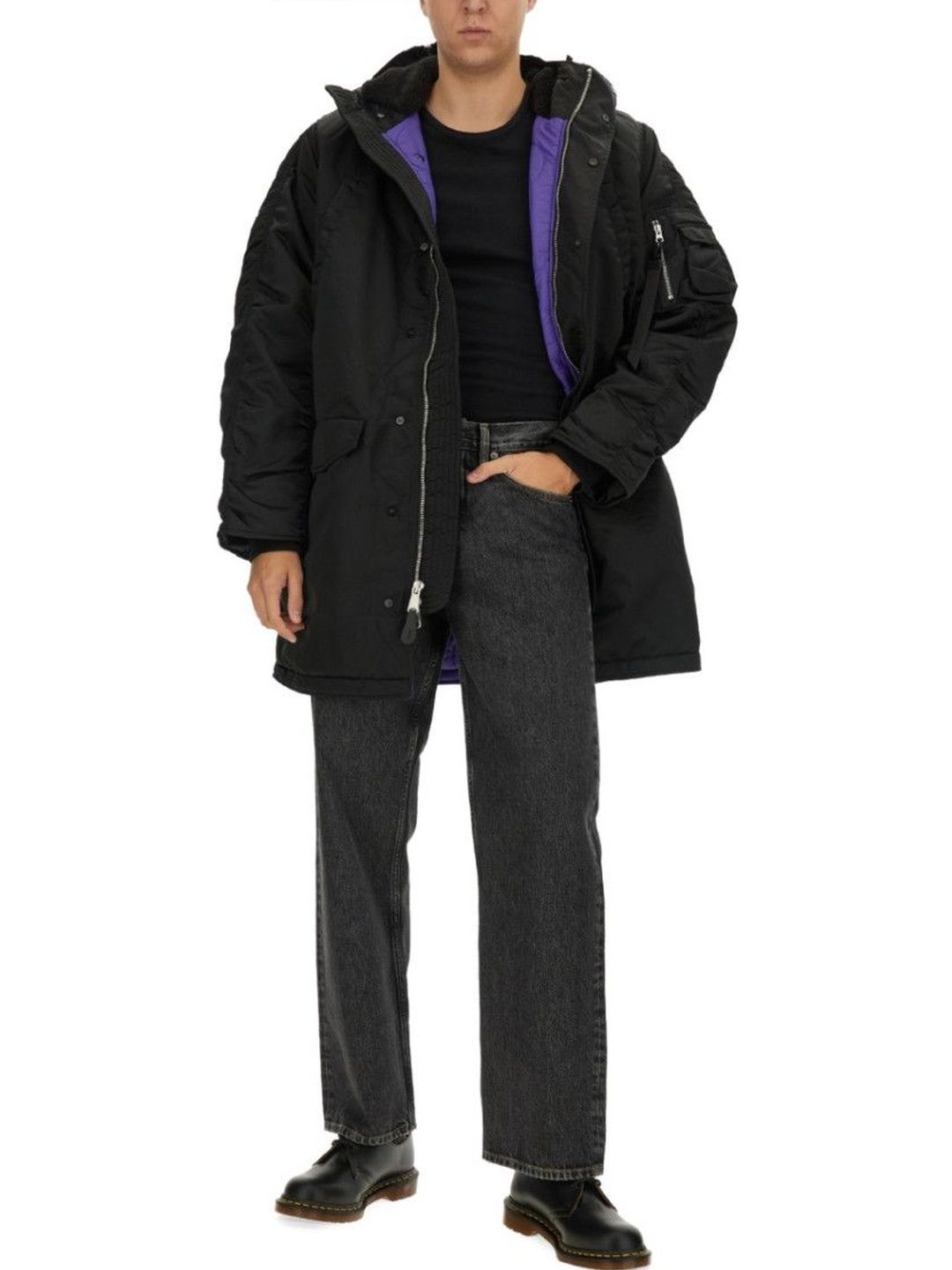 ALPHA INDUSTRIES Black Solid Hood Jacket