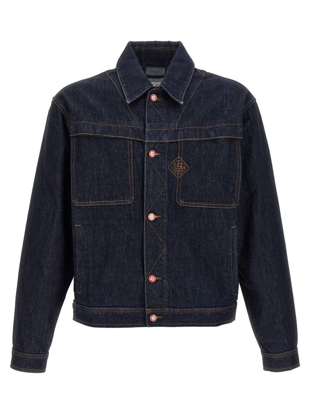 Casablanca Blue Solid Shirt Collar Jacket