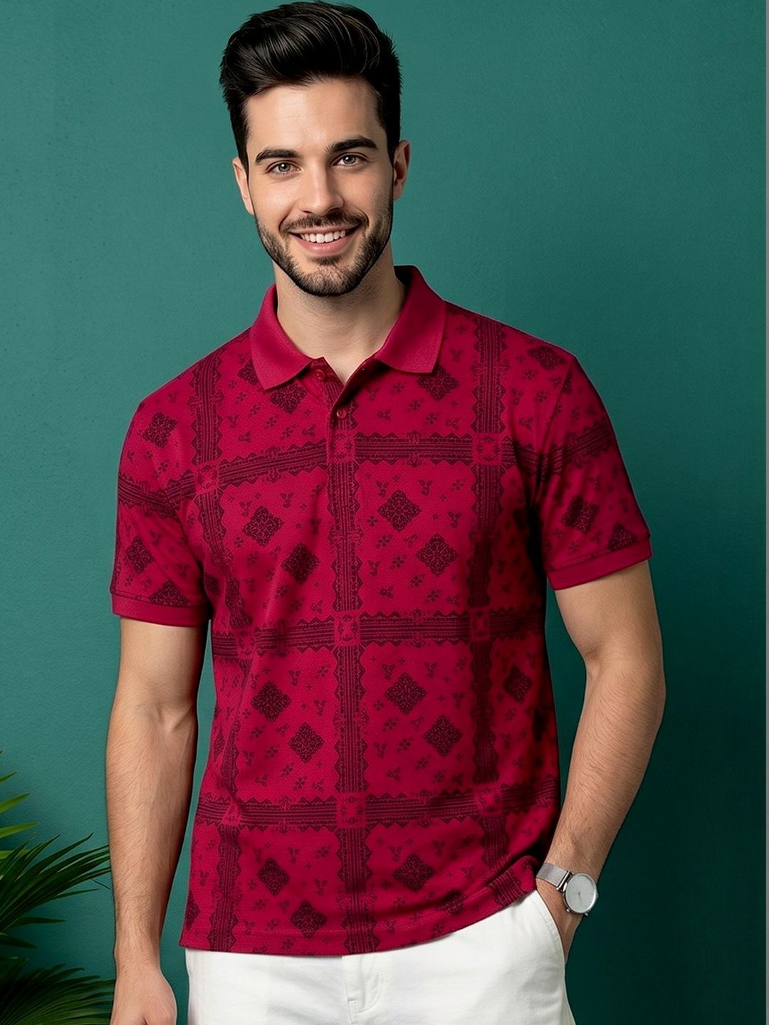 Moda Rapido Men Printed Polo Collar T-shirt