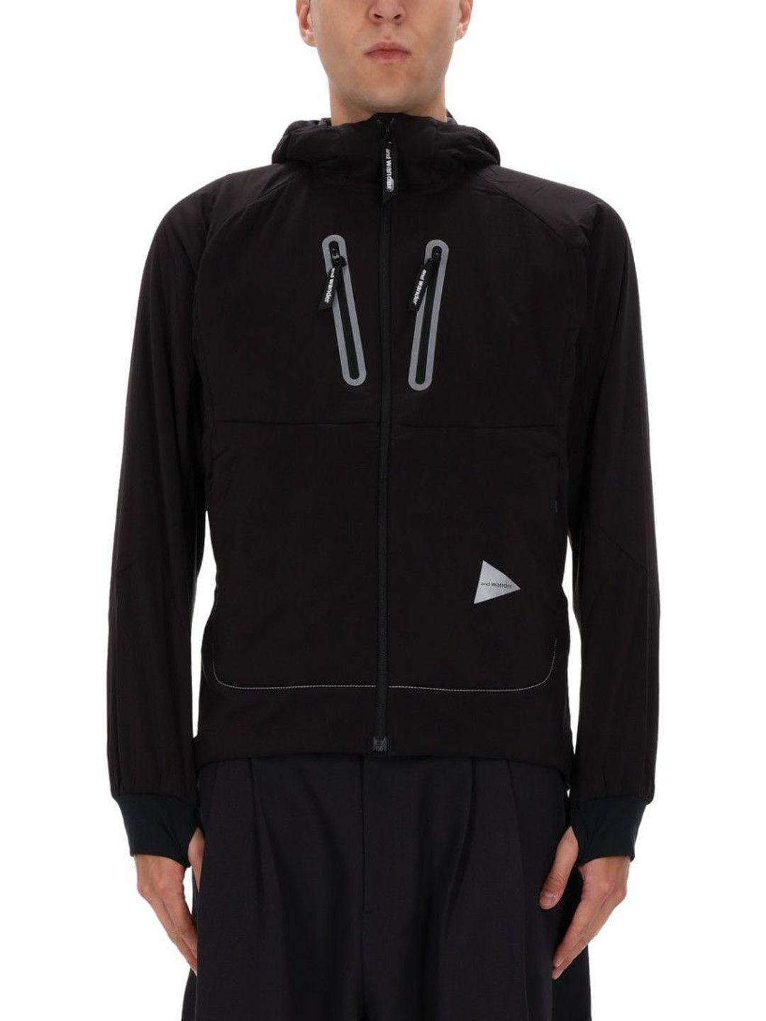 And Wander Black Solid Hood Jacket