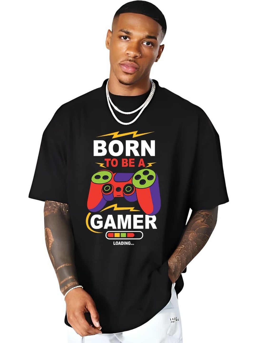 Urban Drip Men Printed Drop-Shoulder Sleeves T-shirt