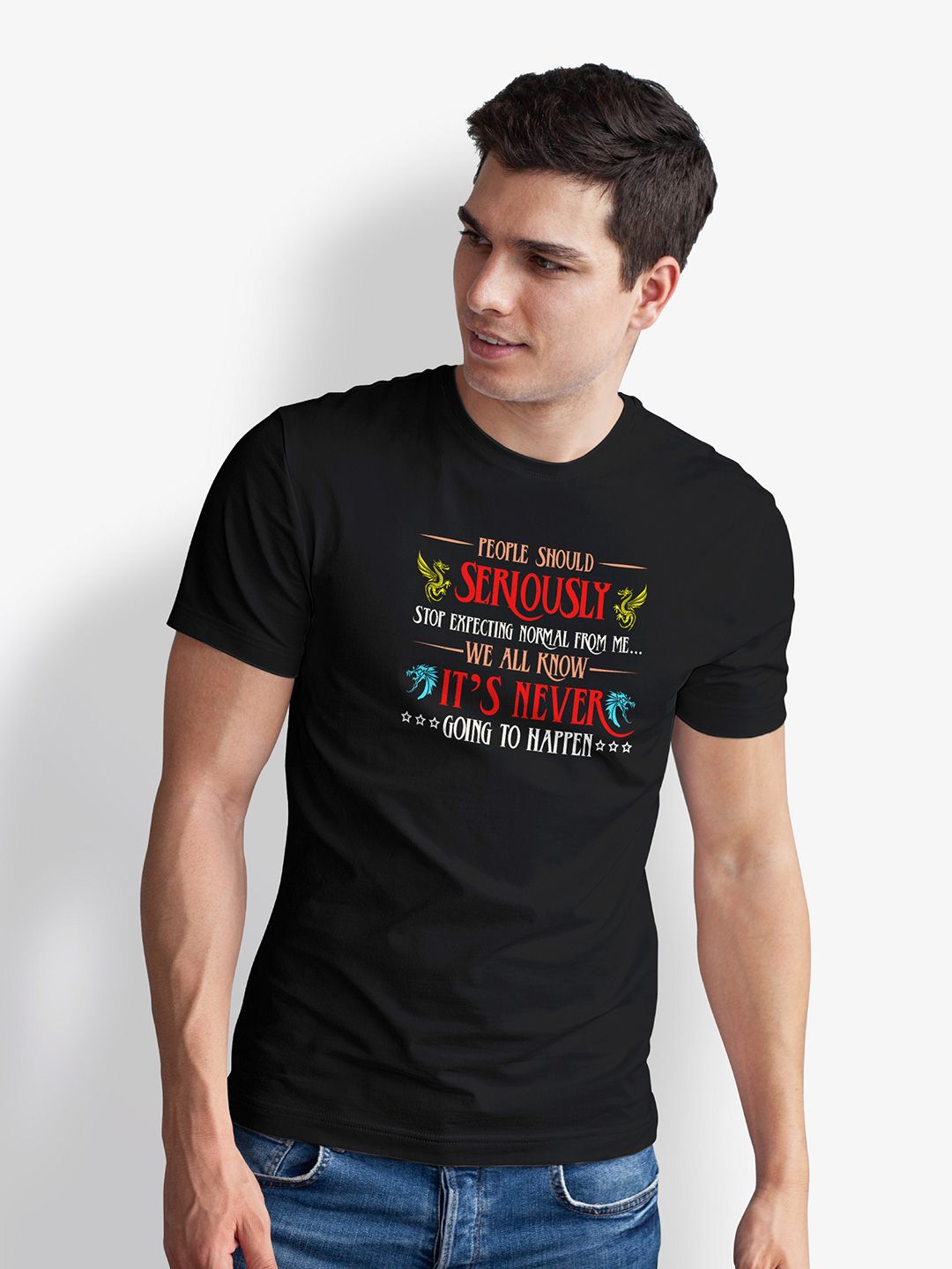 Seekbuylove Men Typography Printed Bio Finish T-shirt