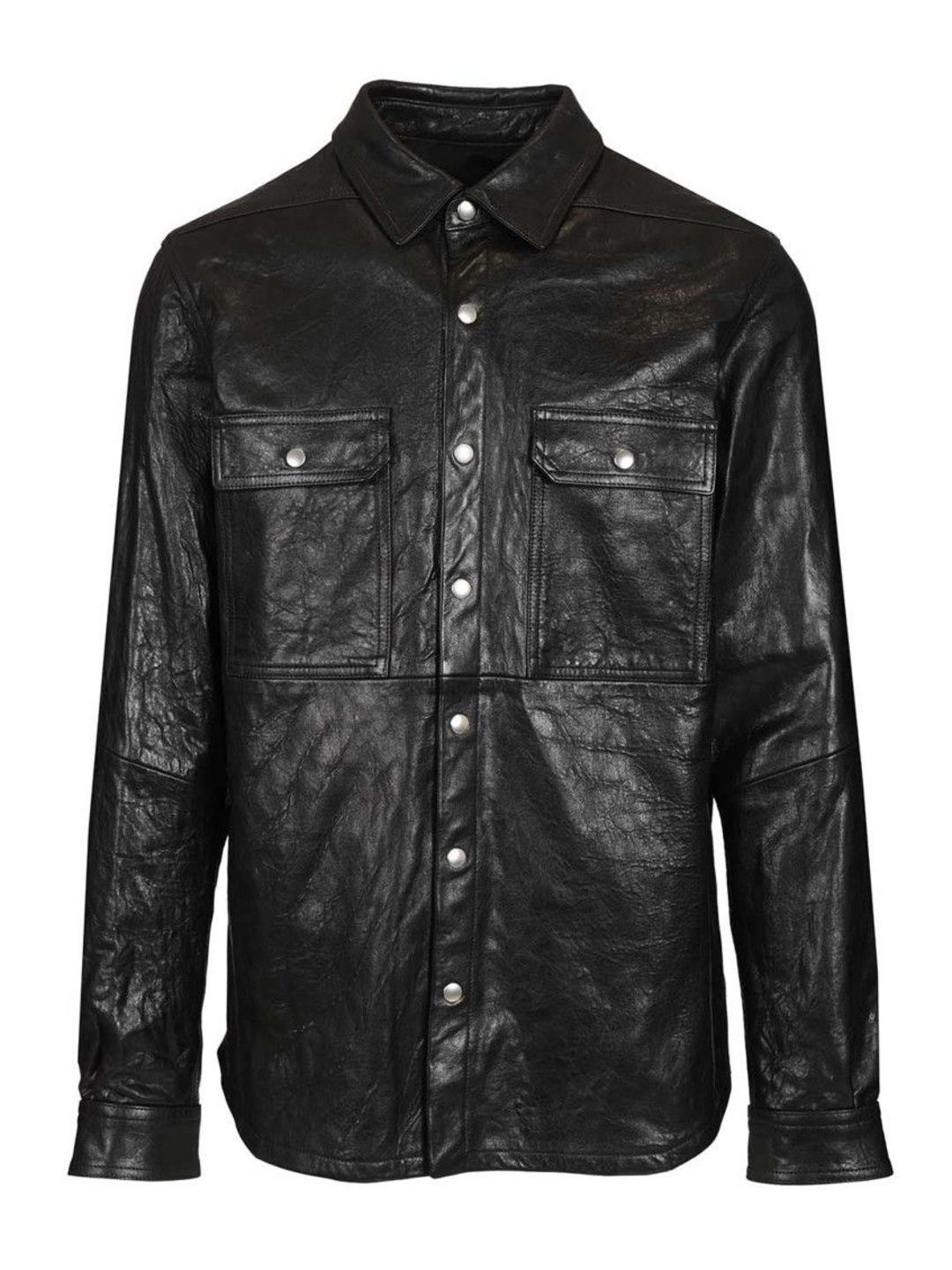 Rick Owens Black Textured Shirt Collar Jacket