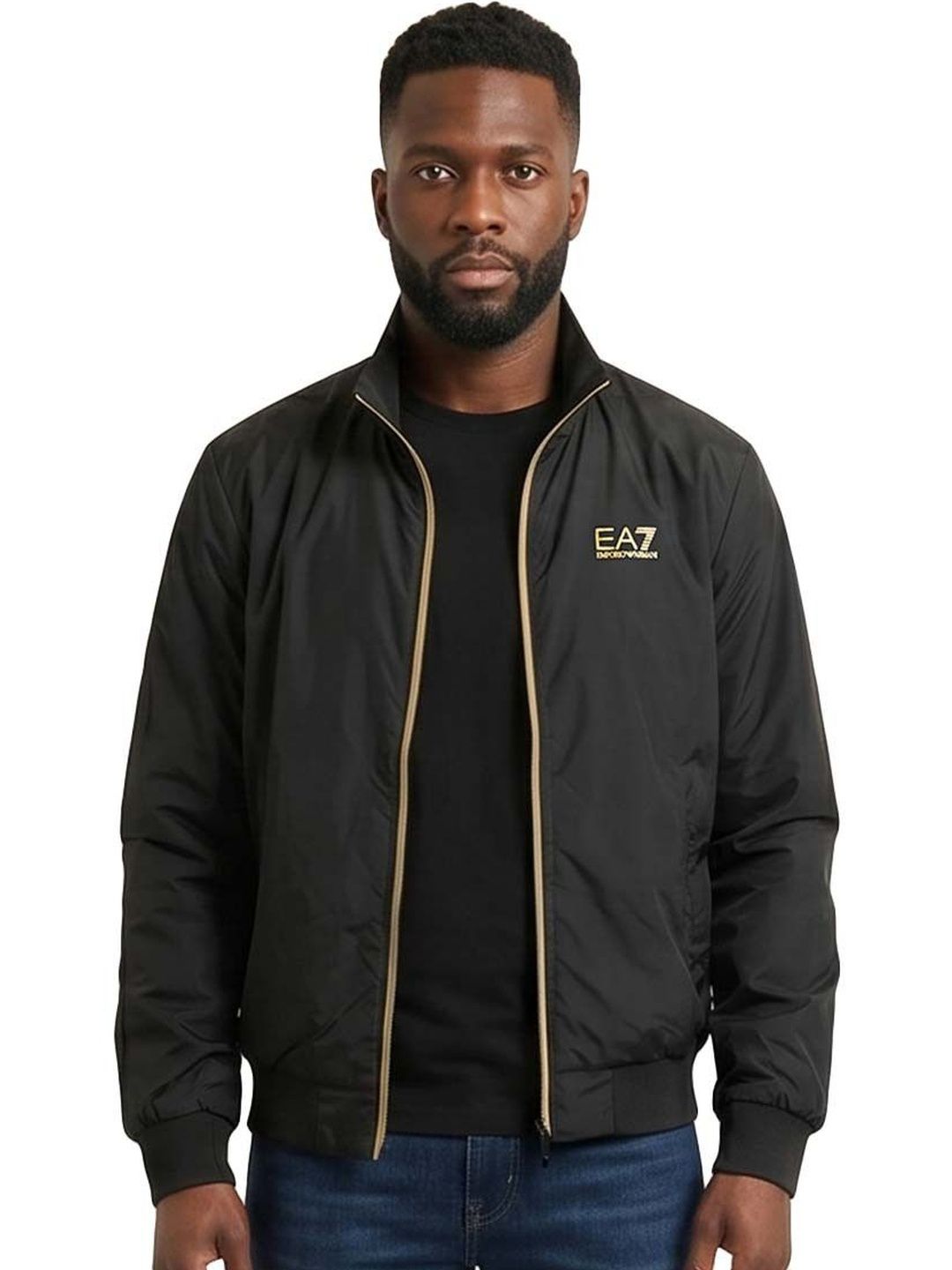 EA7 Emporio Armani Black Mock Collar Jacket