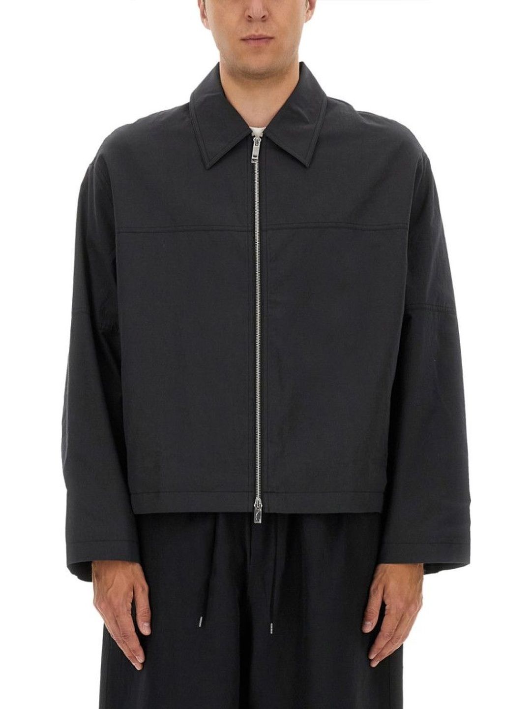Studio Nicholson Grey Solid Shirt Collar Jacket