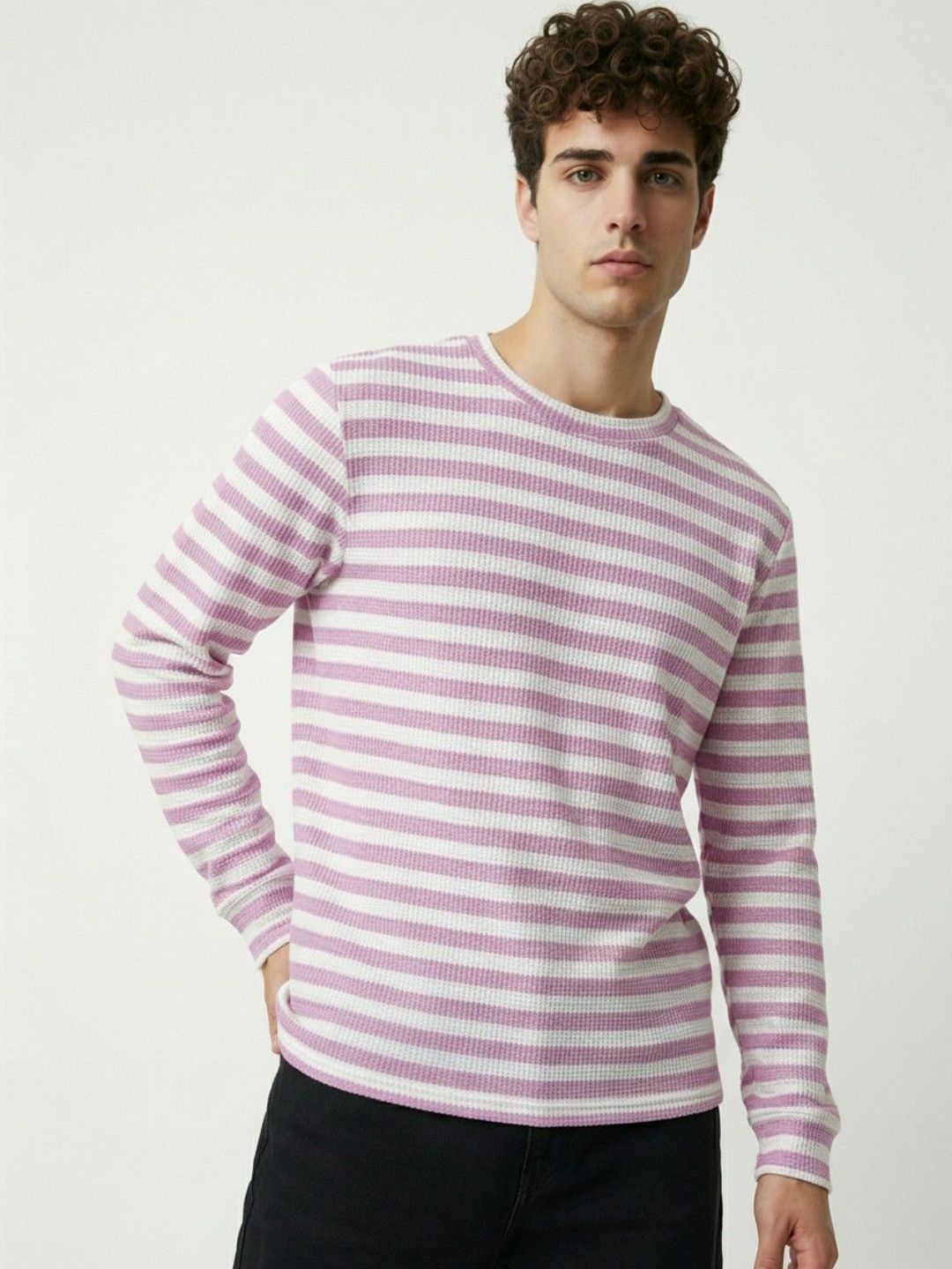 HERE&NOW Men Striped T-shirt