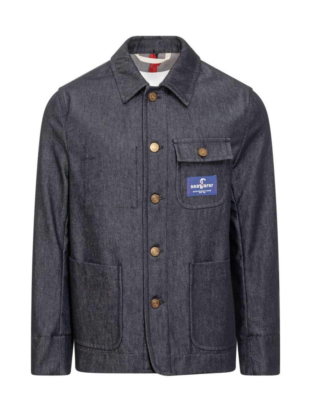 Seafarer Dark Blue Solid Shirt Collar Jacket