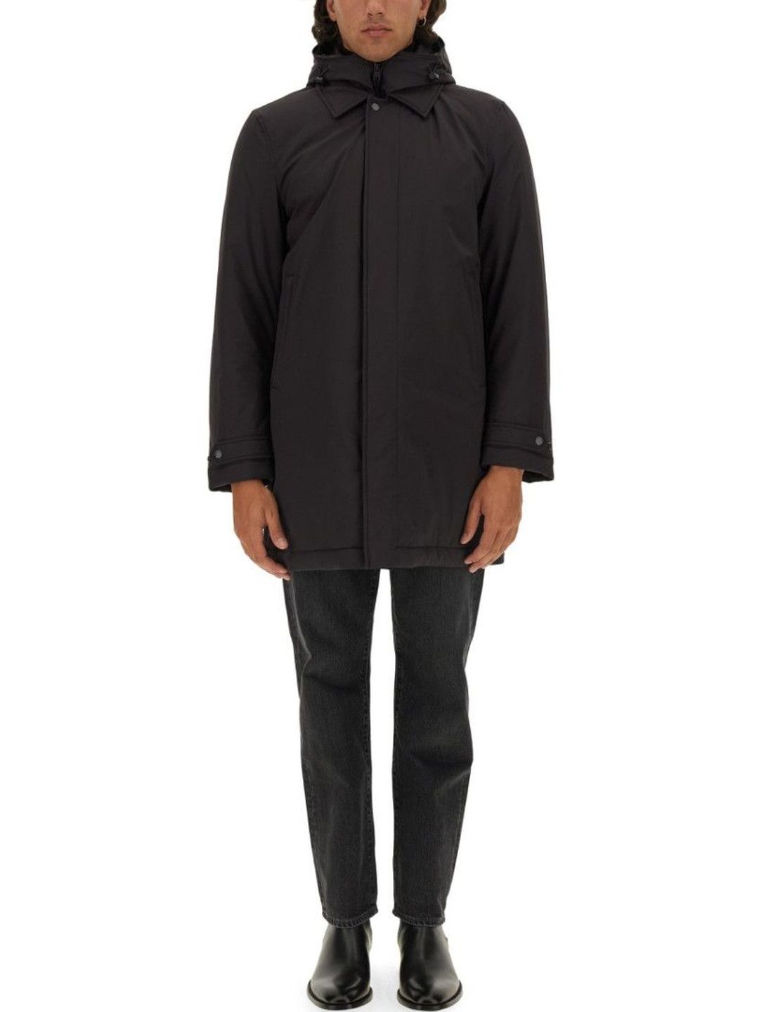 Woolrich Black Solid Hood Jacket