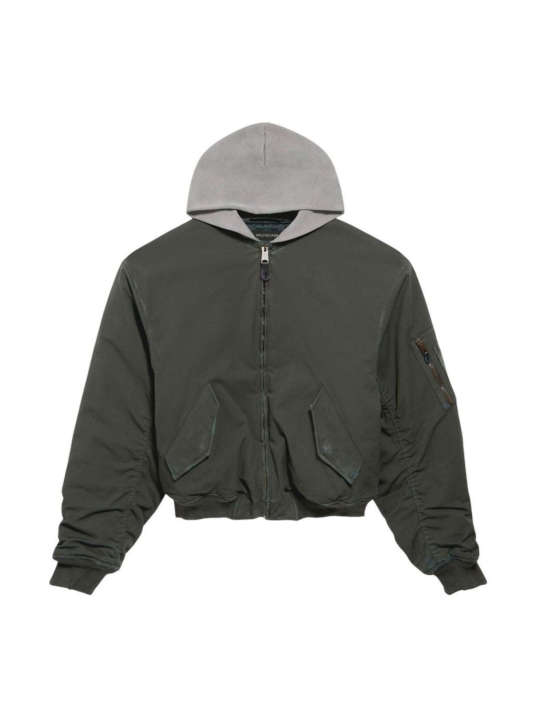 Balenciaga Green Solid Hood Jacket