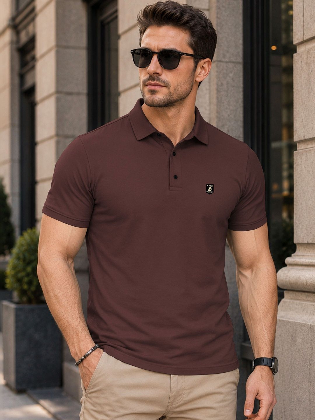 VeBNoR Men Polo Collar T-shirt
