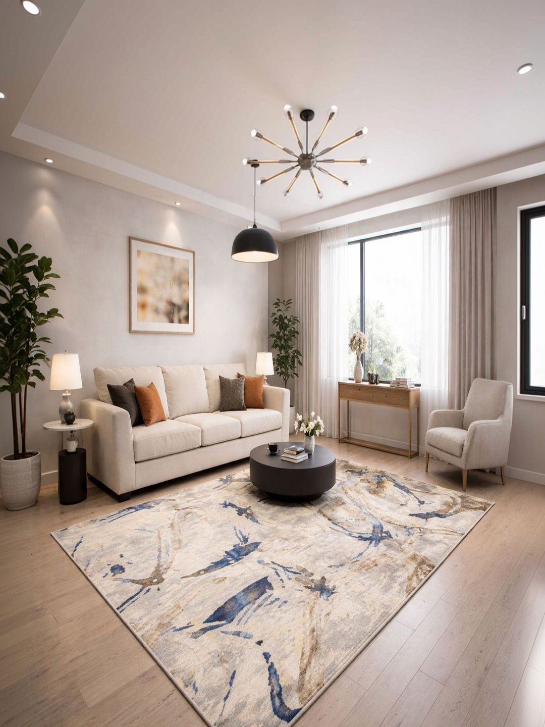 Myntra Elegant Homes Myntra Elegant Homes Gold-Toned Abstract Anti-Skid Polyester Carpet