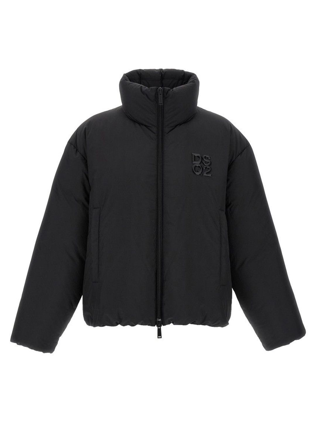 Dsquared2 Black Solid Mock Collar Jacket