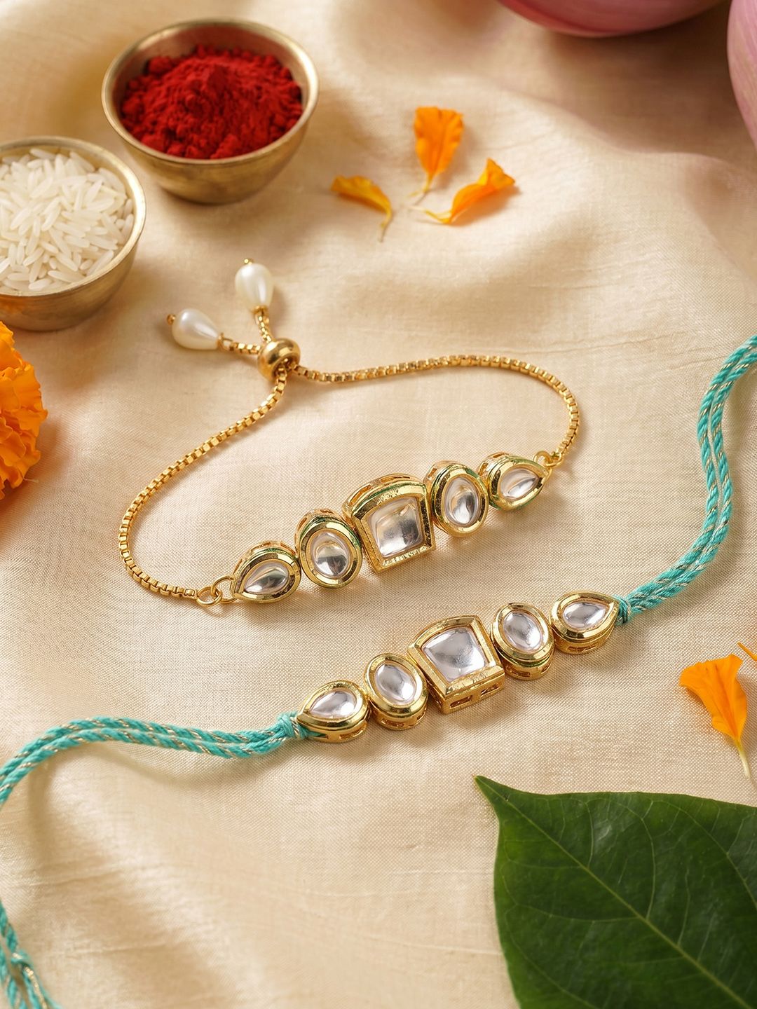 House of Pataudi Set of 2 Kundan Bhaiya Bhabhi Rakhi Set