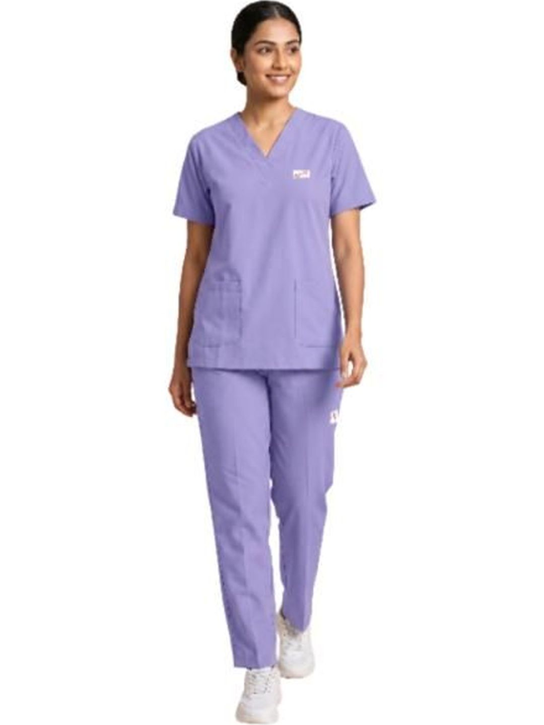 MAFATLAL Women Classic Solid All Day Comfort Cotton 4-Pocket Scrub Set