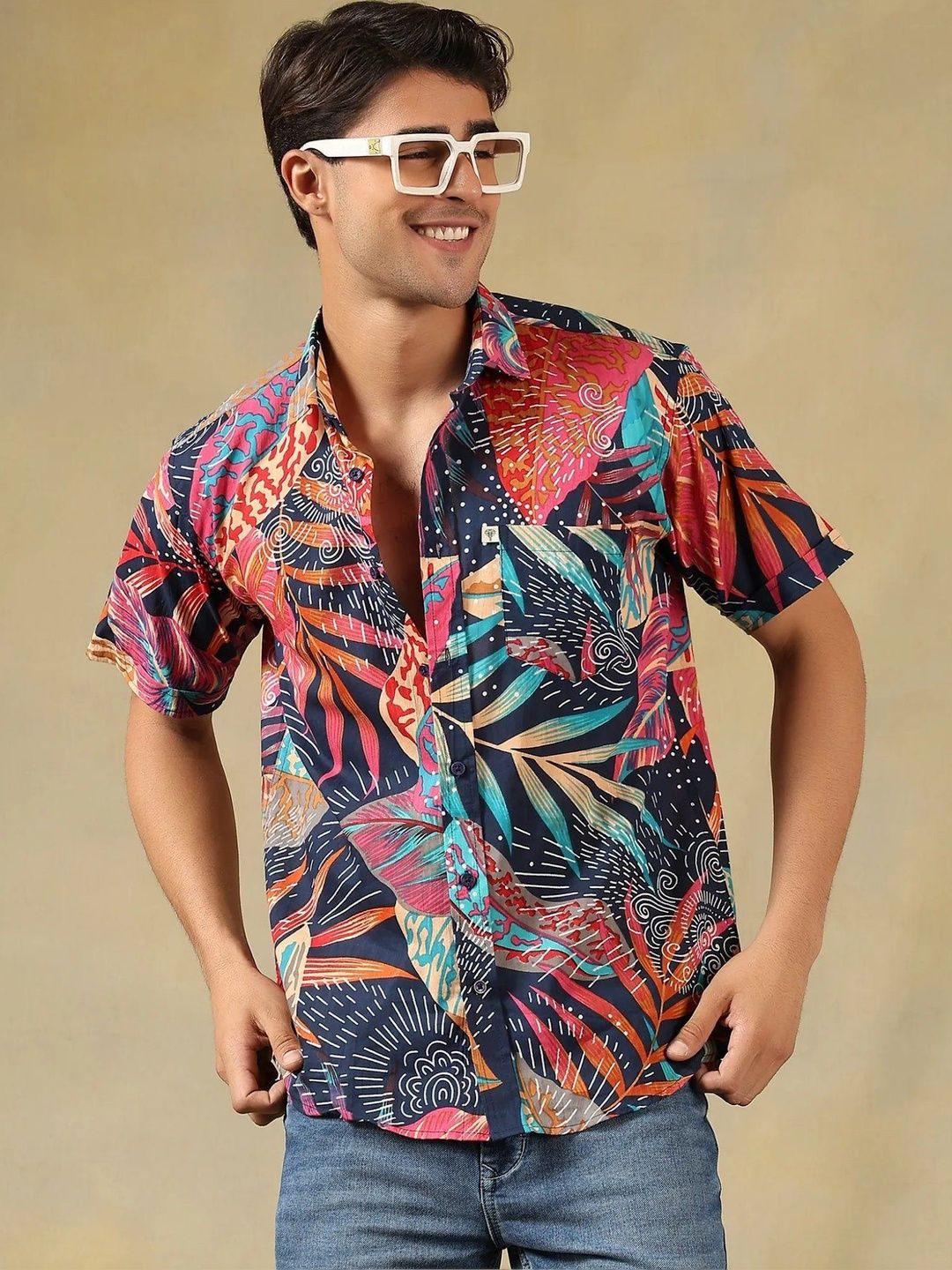 Hues Fab Men Slim Fit Printed Casual Shirt