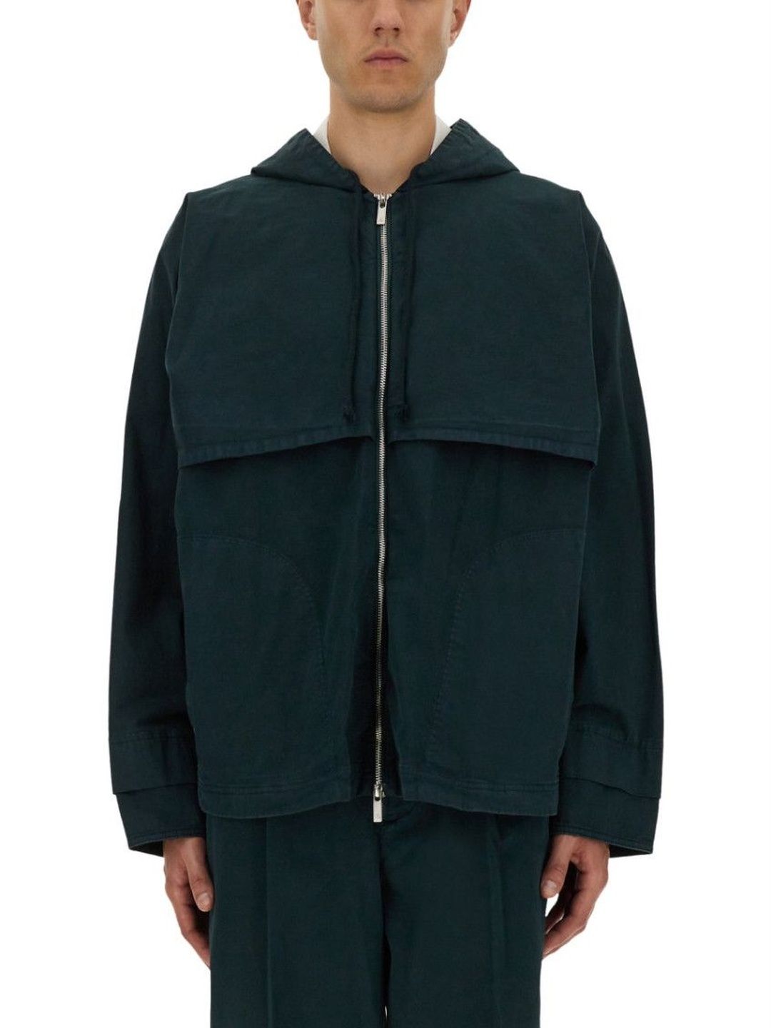 Helmut Lang Green Solid Hood Jacket
