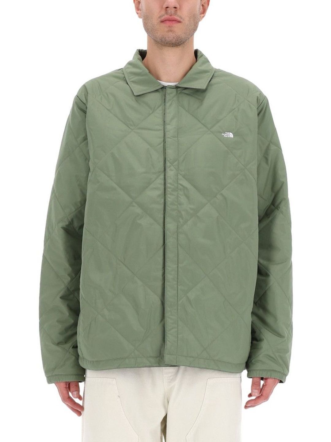 The North Face Green Quilted Shirt Collar Jacket