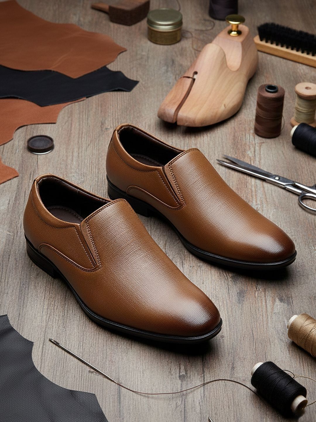 Khadims Men Leather Formal Slip-Ons