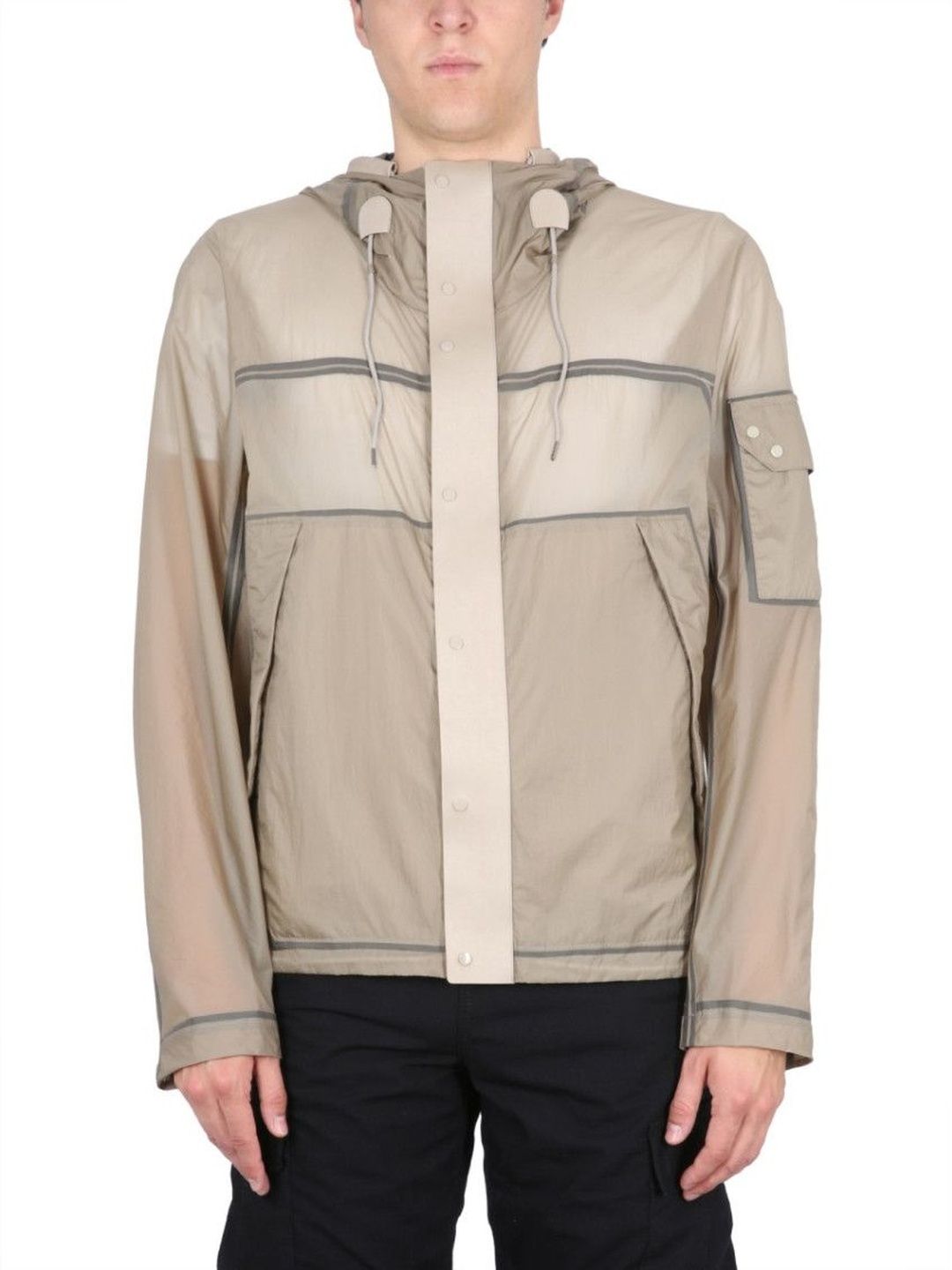 Ten C Beige Solid Hood Jackets