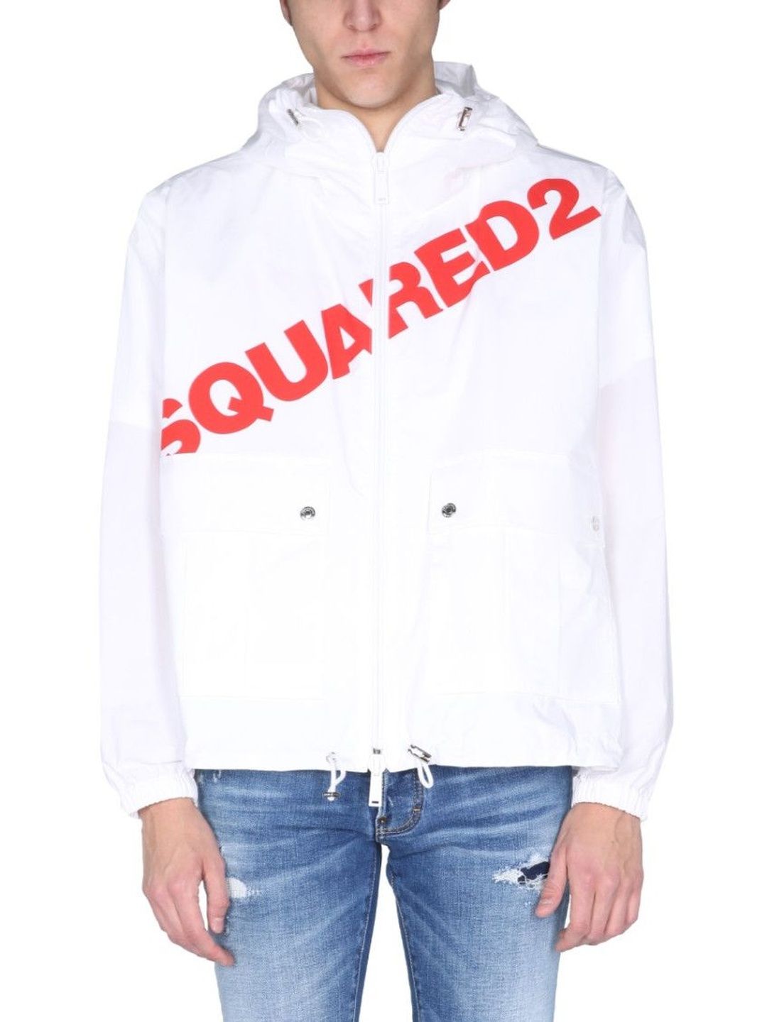 Dsquared2 White Logo Hood Jacket