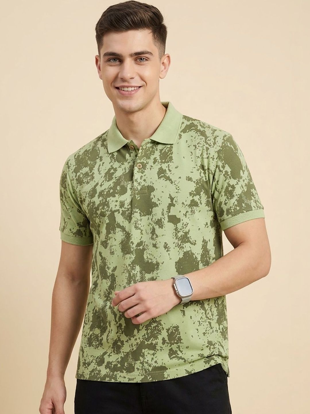 Moda Rapido Men Camouflage Printed Polo Collar T-shirt
