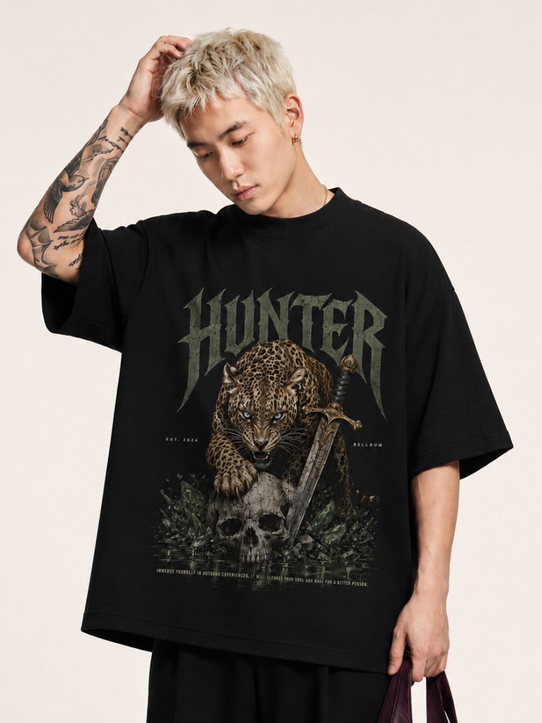 Bellbum Men Printed Drop-Shoulder Sleeves Bio Finish T-shirt