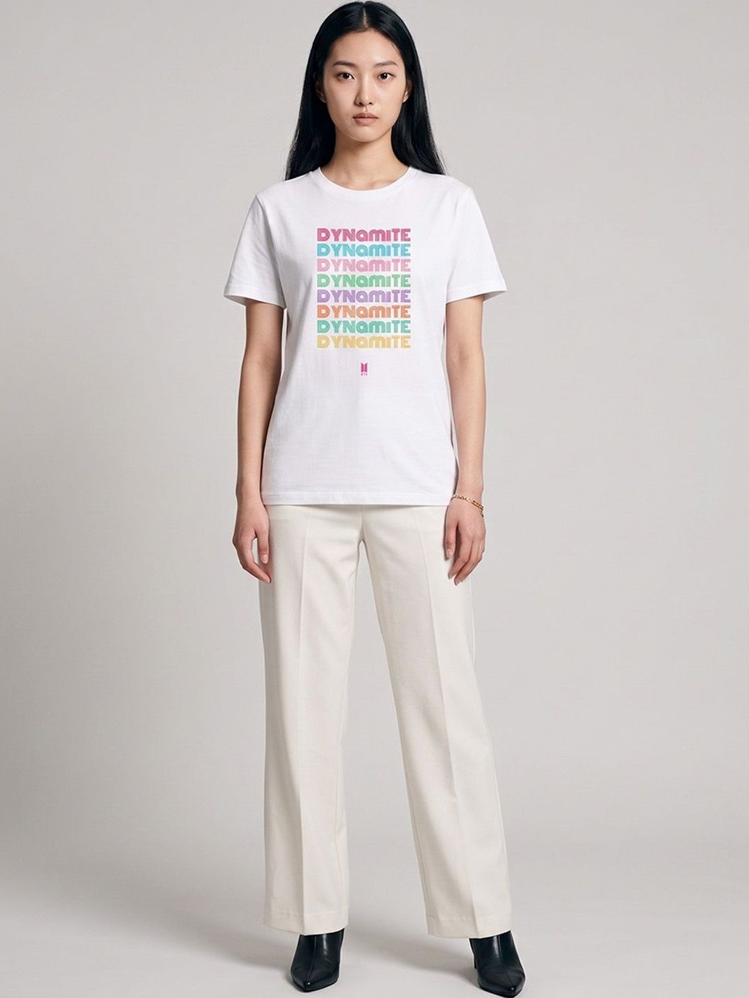 The Korhean Store Unisex BTS Dynamite Text Streetwear Regular Fit Graphic Printed Cotton Tshirt
