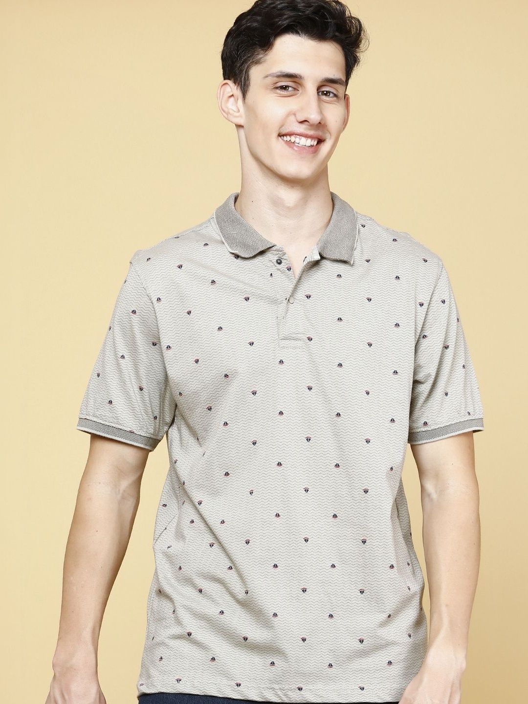 LIMEROAD Men Printed Polo Collar T-shirt