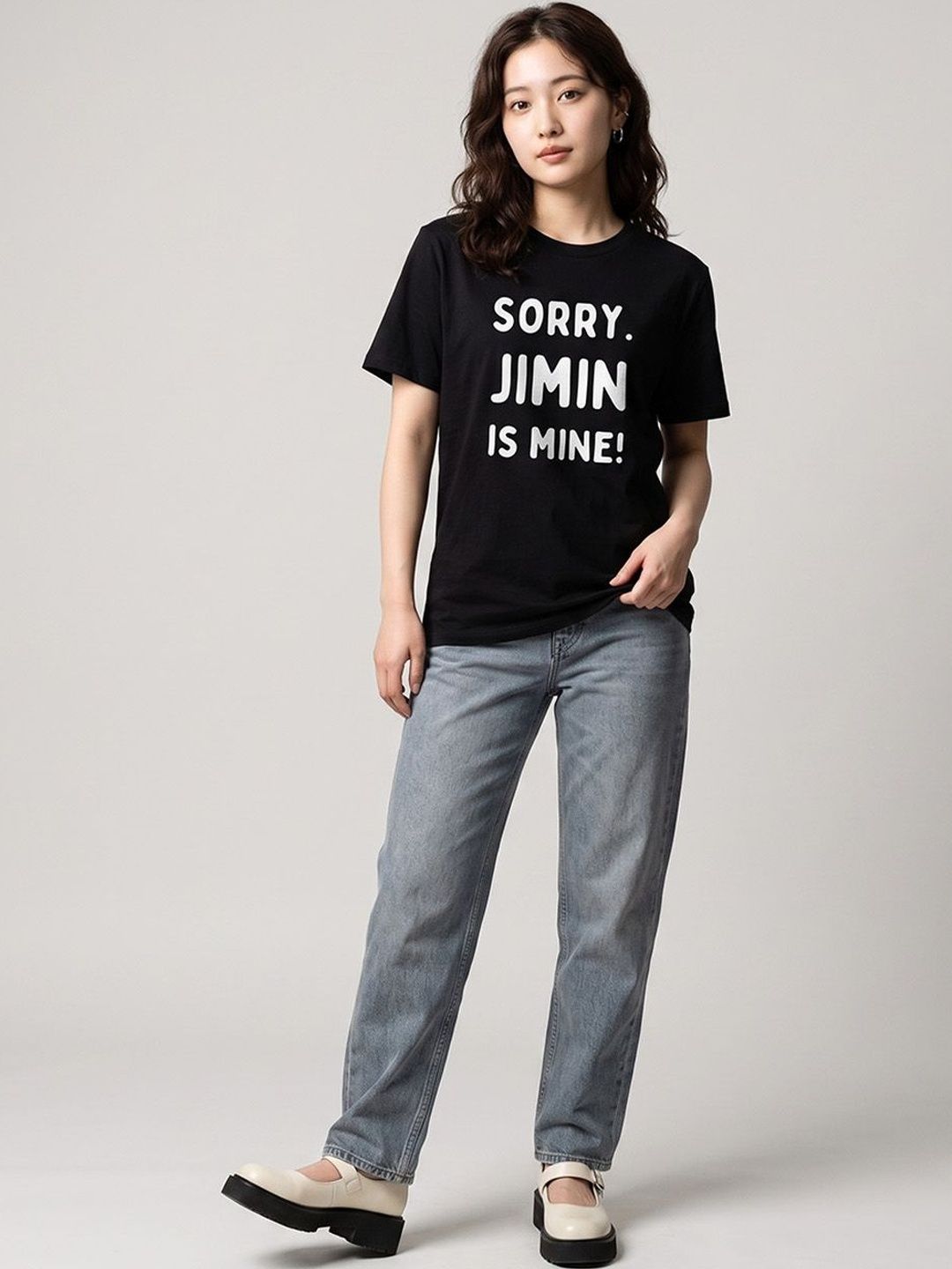The Korhean Store Unisex BTS Jimin Is Mine Streetwear Regular Fit Graphic Printed Cotton Tshirt