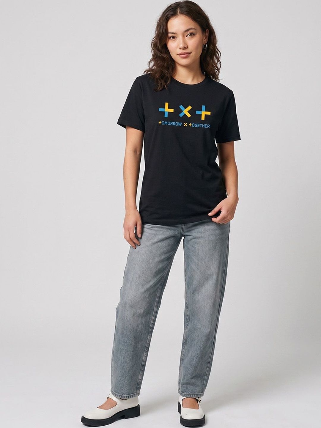 The Korhean Store Unisex K-Pop TXT Logo Streetwear Regular Fit Graphic Printed Cotton Tshirt