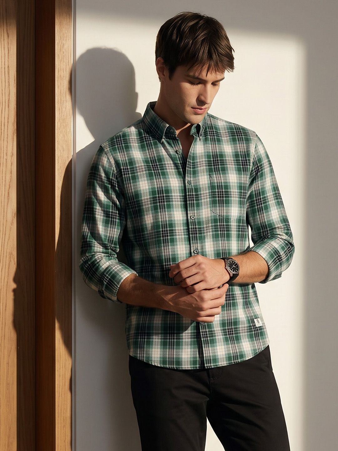 THE SHIRT CODE Tartan Checked Pure Cotton Casual Shirt