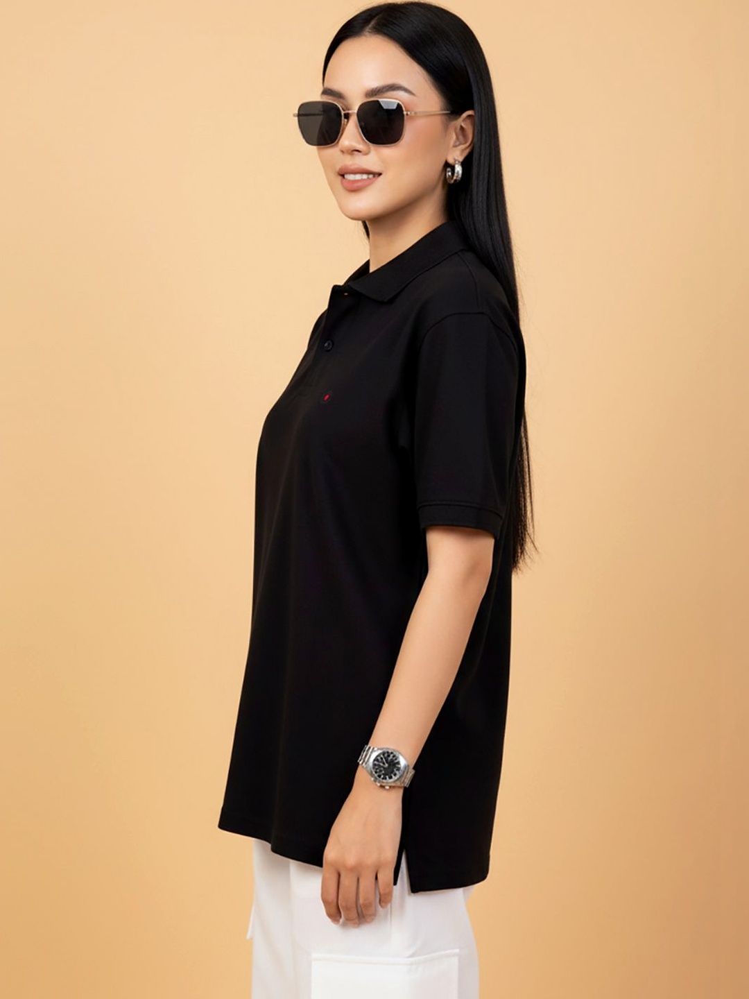 Moda Rapido Women Polo Collar T-shirt