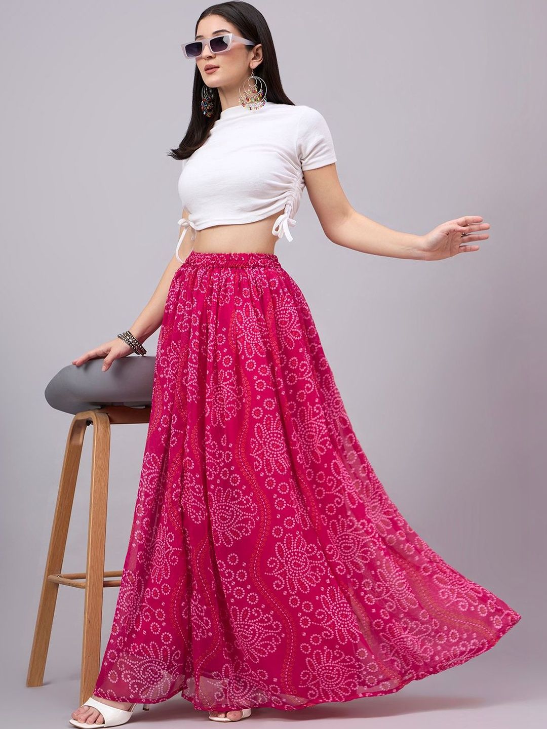 JDS LIFESTYLE Women Georgette Paisley Maxi Flared Skirt
