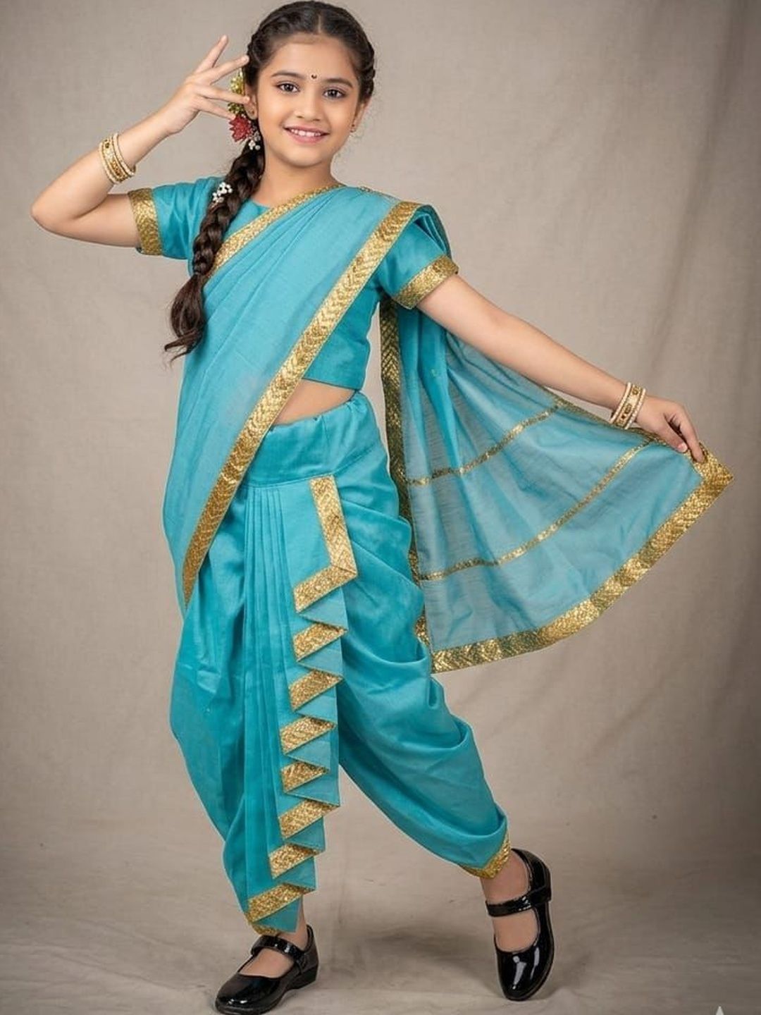 Smuktar garments Girls Embellished Top with Dhoti Pants