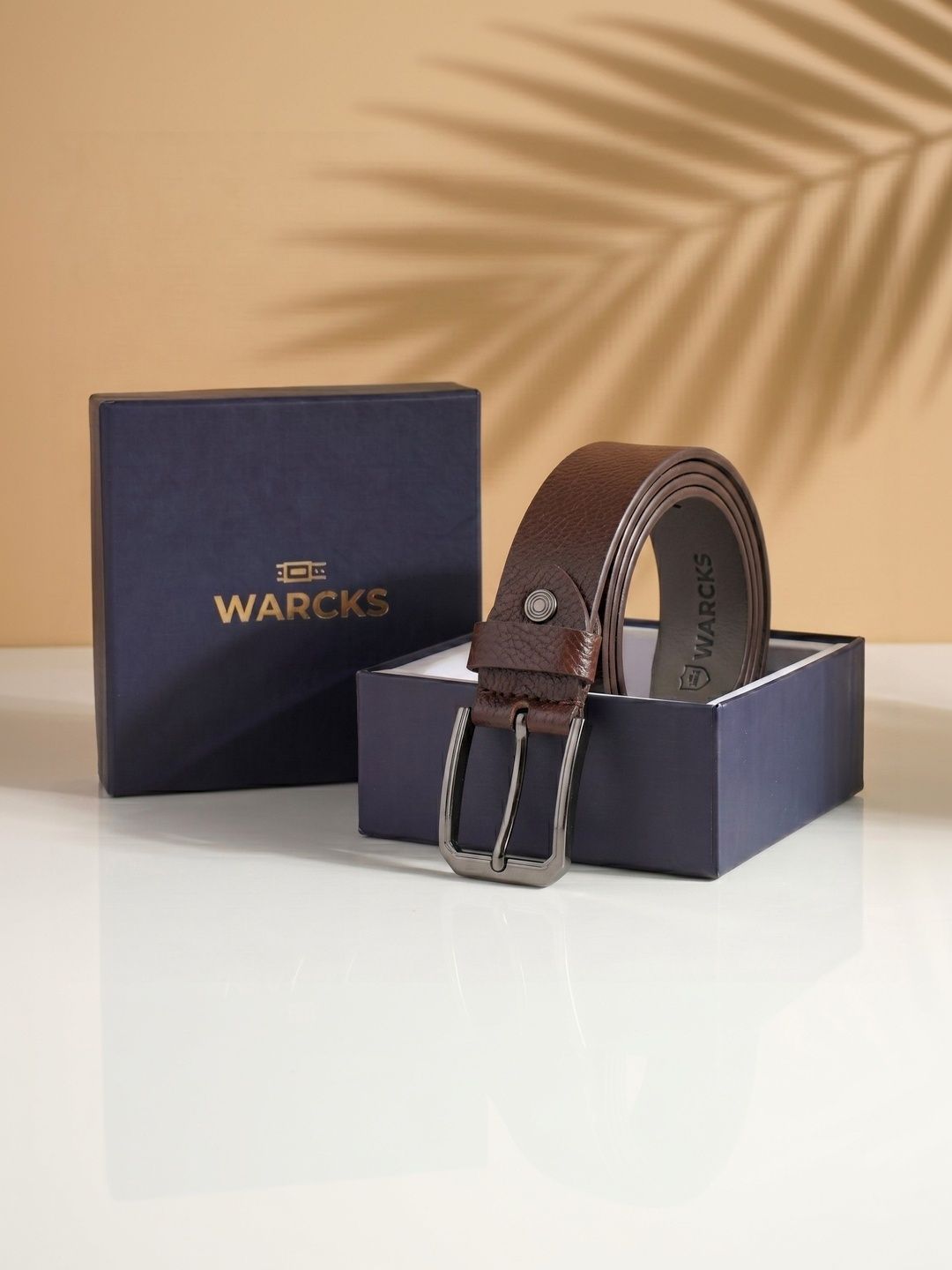 warcks Men Textured Leather Belt